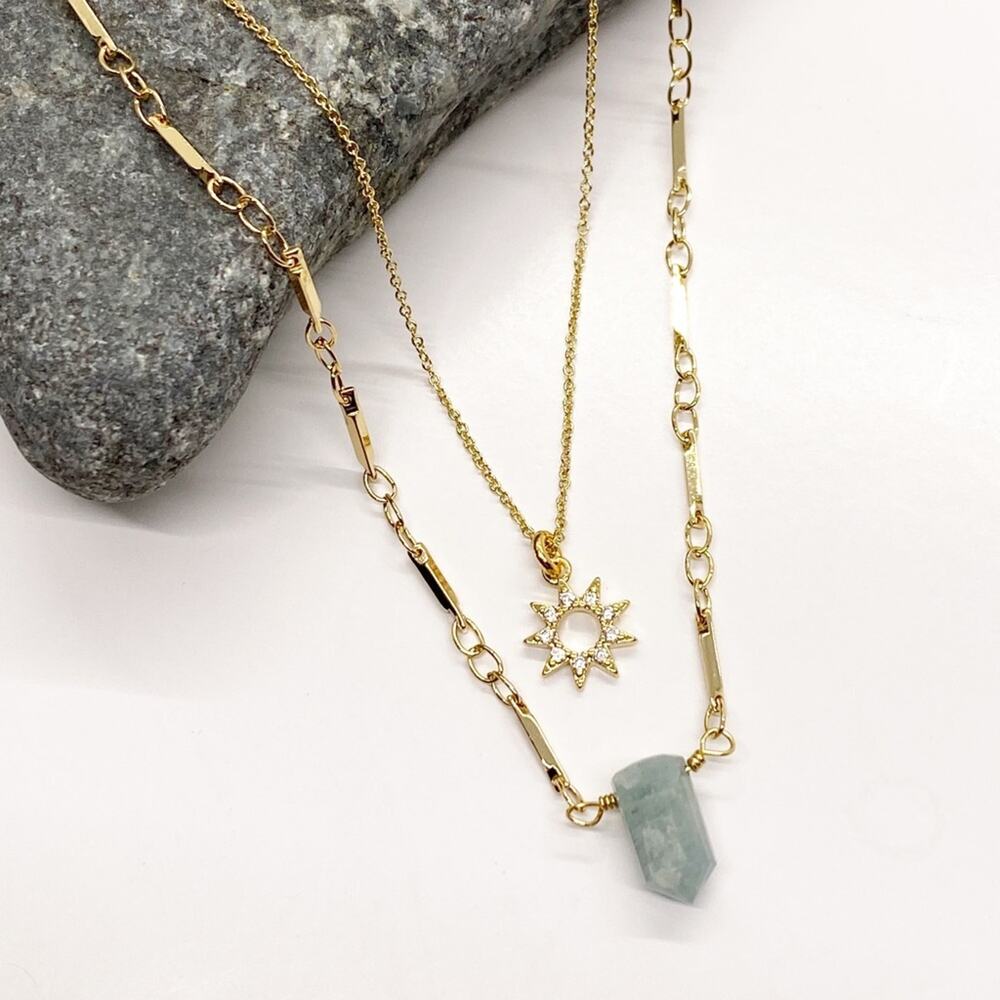 NEW FP x Luna Norte Aquamarine Layering Necklace Set